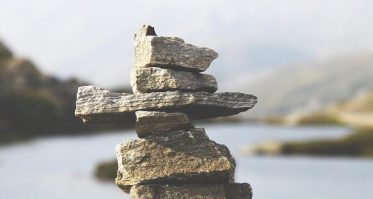 Stack of balancing rocks